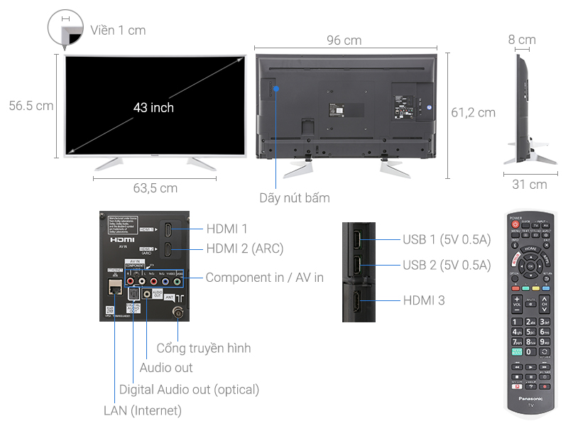 Thông số kỹ thuật Smart Tivi Panasonic 43 inch TH-43ES630V