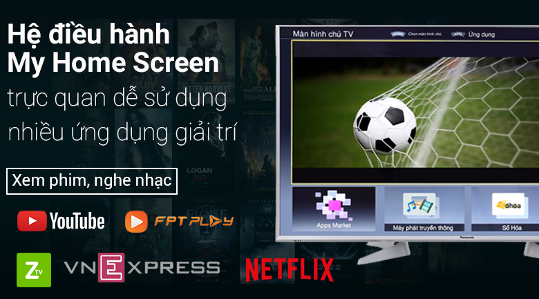 Smart Tivi Panasonic 49 inch TH-49ES630V giao diện My Home Screen dễ dàng sử dụng