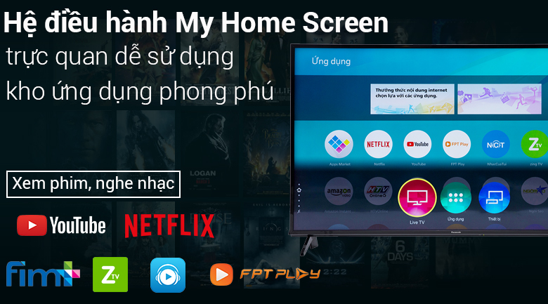 Giao diện My Home Screen trên tivi Smart Tivi Panasonic 4K 55 inch TH-55FX600V