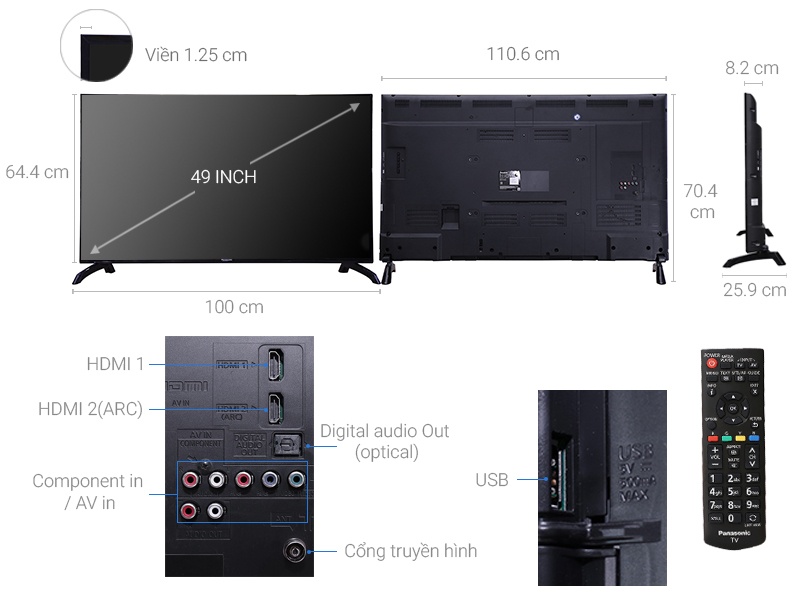 Thông số kỹ thuật Tivi Panasonic 49 inch TH-49E410V
